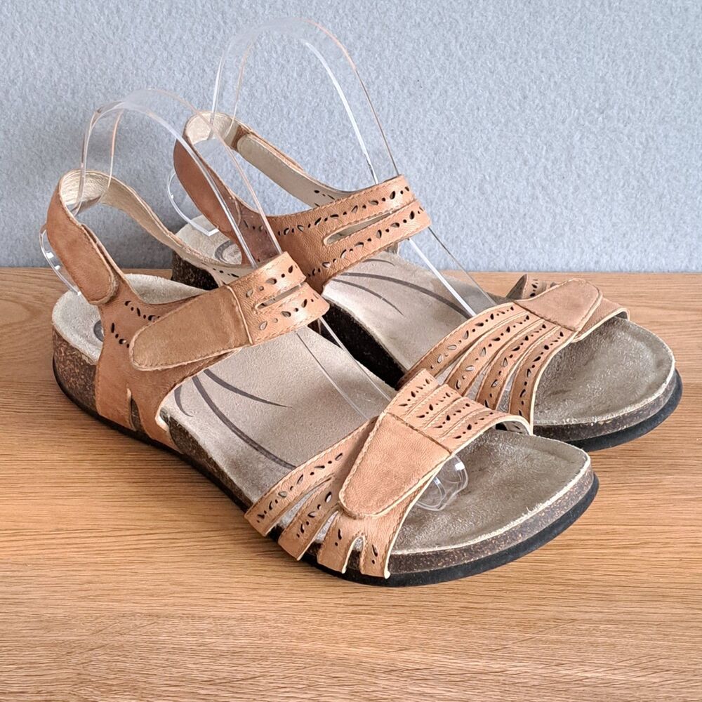 ABEO B.I.O. System Bijou Tan Leather Sandals Women’s 10 Narrow Slingback Shoes